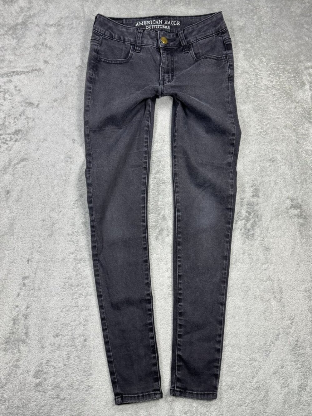 American Eagle Low Rise Jegging Womens 2 Super Super Stretch Washed Black Grunge